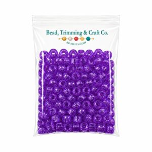 Pony Beads - 9mm - Purple - Glitter - 100 Pieces