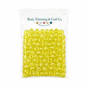 Pony Beads - 9mm - Yellow - Glitter - 100 Pieces