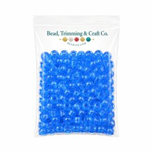 Pony Beads - 9mm - Blue - Glitter - 100 Pieces