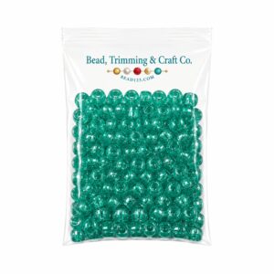 Pony Beads - 9mm - Green - Glitter - 100 Pieces