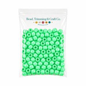 Pony Beads - 9mm - Green Light - Pearl - 100 Pieces