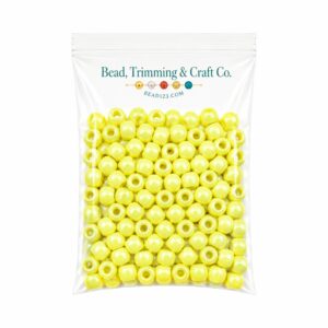 Pony Beads - 9mm - Yellow - Pearl - 100 Pieces