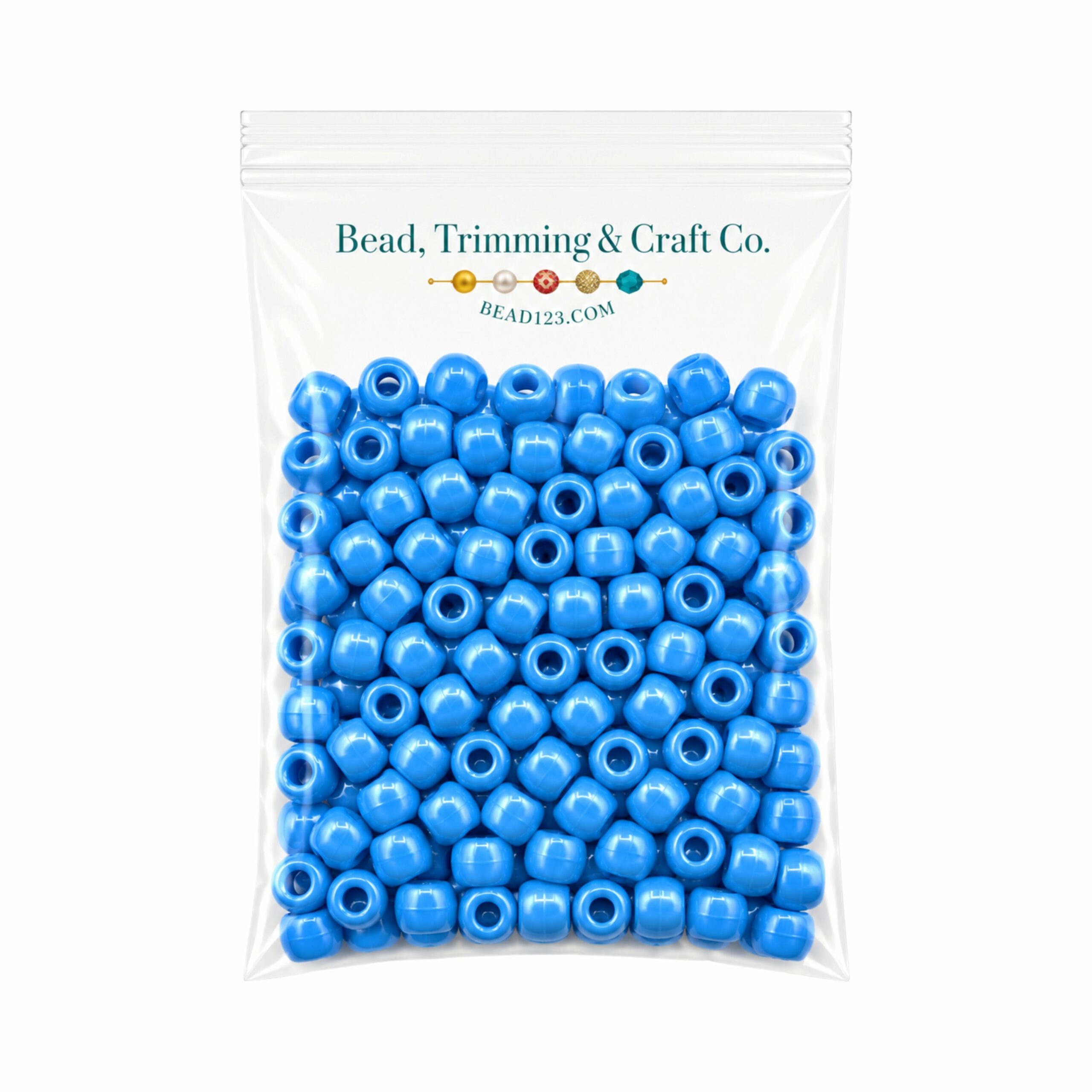 Pony Beads - 9mm - Blue - Pearl - 100 Pieces