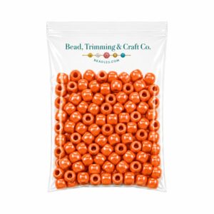 Pony Beads - 9mm - Orange - Pearl - 100 Pieces