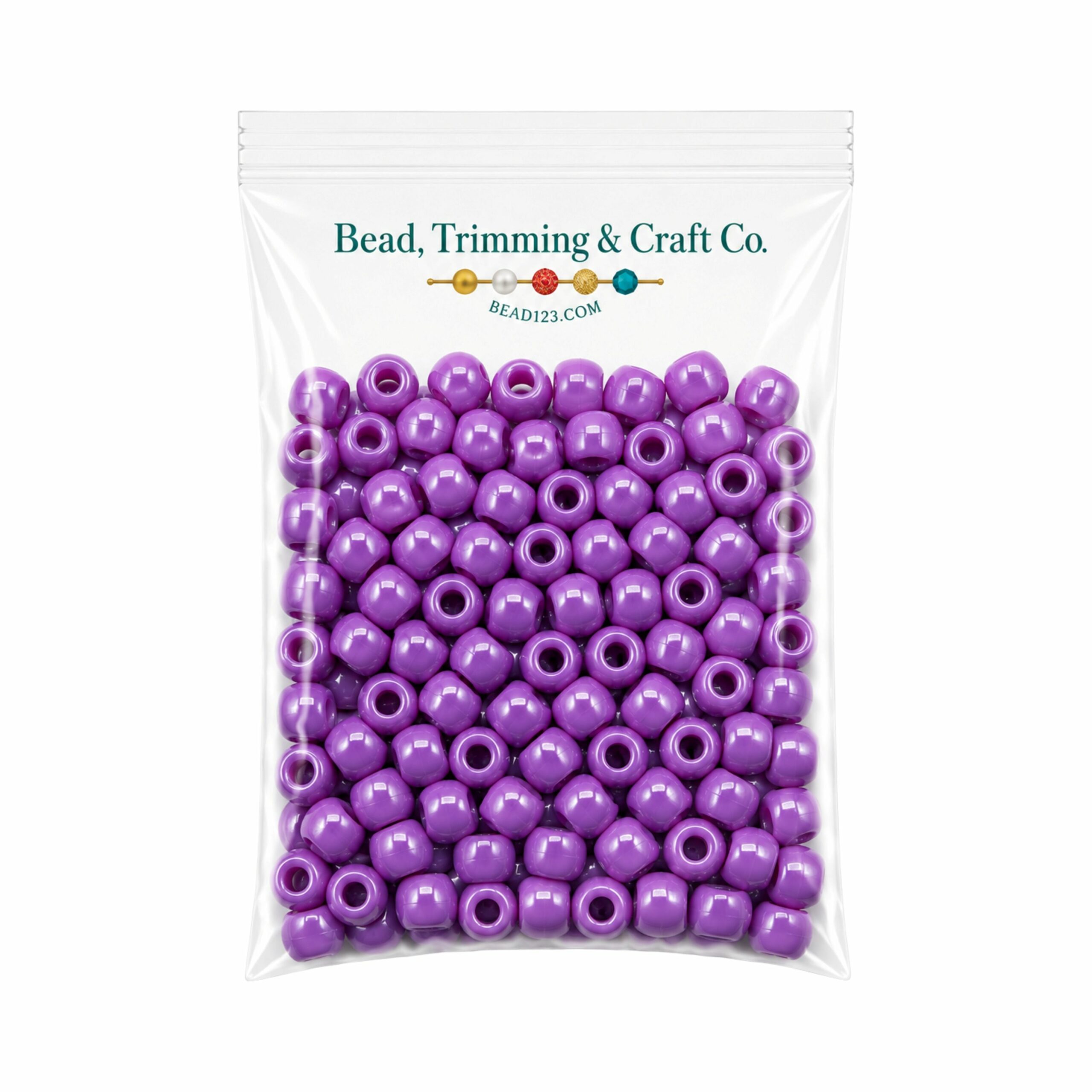 Pony Beads - 9mm - Purple - Pearl - 500 Grams - 2000 Pieces