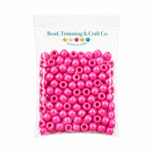 Pony Beads - 9mm - Pink - Pearl - 100 Pieces