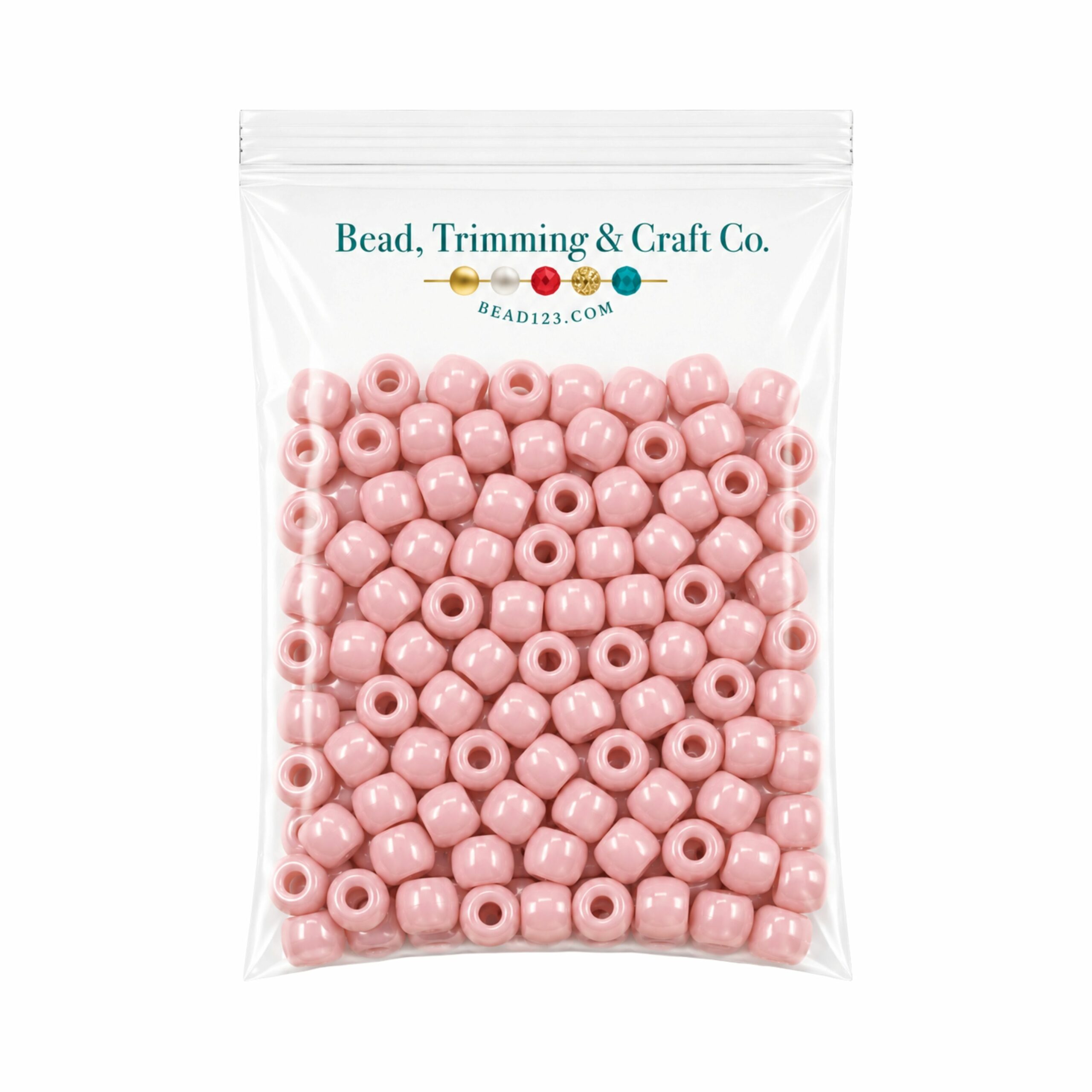 Pony Beads - 9mm - Pink Light - Pearl - 100 Pieces