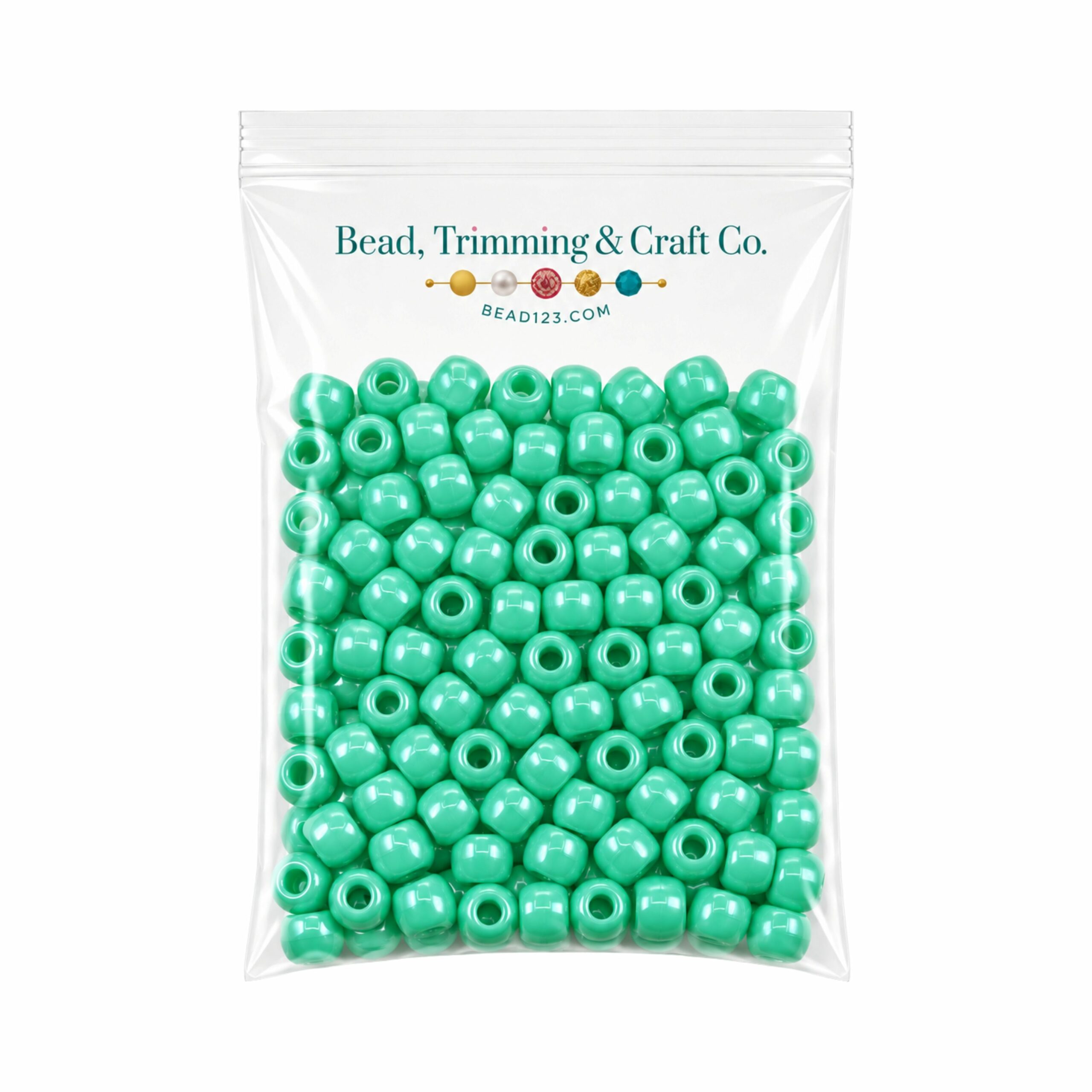 Pony Beads - 9mm - Green - Pearl - 100 Pieces