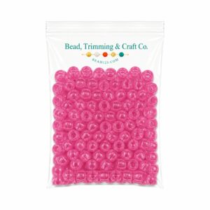 Pony Beads - 9mm - Pink Light - Transparent - 100 Pieces