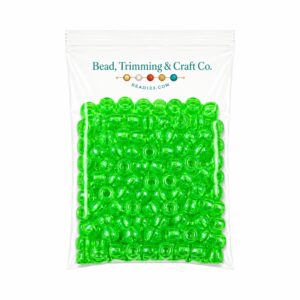 Pony Beads - 9mm - Green Light - Transparent - 100 Pieces