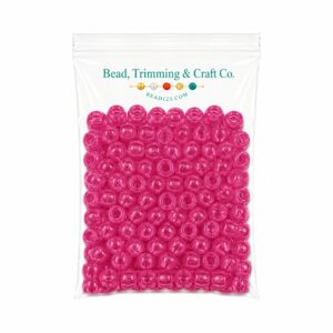 Pony Beads - 9mm - Pink - Transparent - 100 Pieces