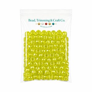 Pony Beads - 9mm - Yellow - Transparent - 100 Pieces
