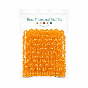 Pony Beads - 9mm - Orange - Transparent - 100 Pieces