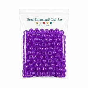 Pony Beads - 9mm - Purple - Transparent - 100 Pieces