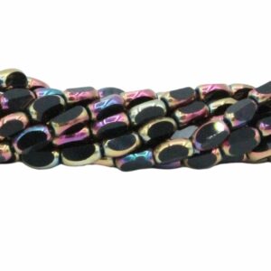 Faceted Oval Bead - 7mm - 34cm Strand - Black / Rainbow