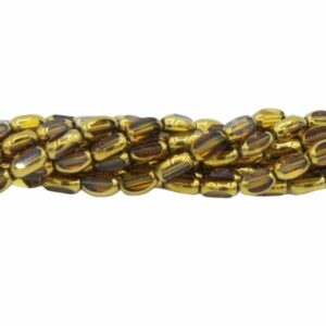 Faceted Oval Bead - 7mm - 34cm Strand - Brown / Gold