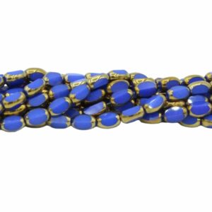 Faceted Oval Bead - 7mm - 34cm Strand - Blue Opal / Gold