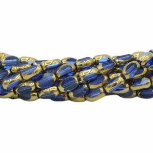 Faceted Oval Bead - 7mm - 34cm Strand - Blue / Gold