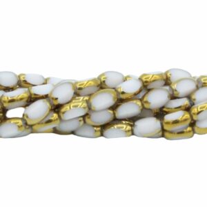 Faceted Oval Bead - 7mm - 34cm Strand - White Opal / Gold