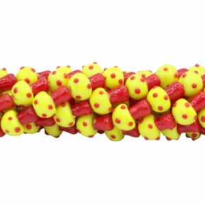 Mushroom Lampwork Beads - Glass - 16mm - Yellow / Red - 47cm Strand