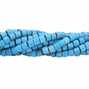 Drum Lampwork Beads - Glass - 6mm - 39cm Strand - Light Blue