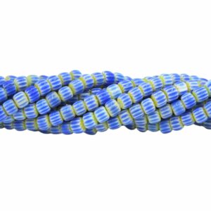Drum Lampwork Beads - Glass - 6mm - 39cm Strand - Blue