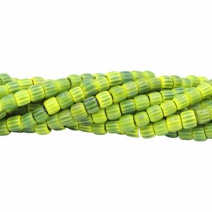 Drum Lampwork Beads - Glass - 6mm - 39cm Strand - Olive