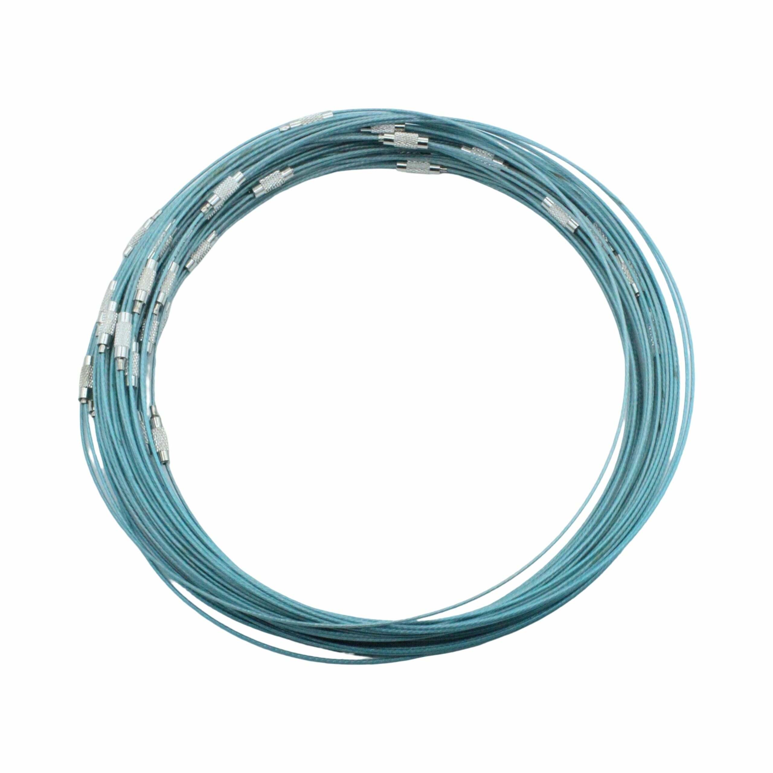 Wire Necklace - Screw Clasp - 14cm - Aqua