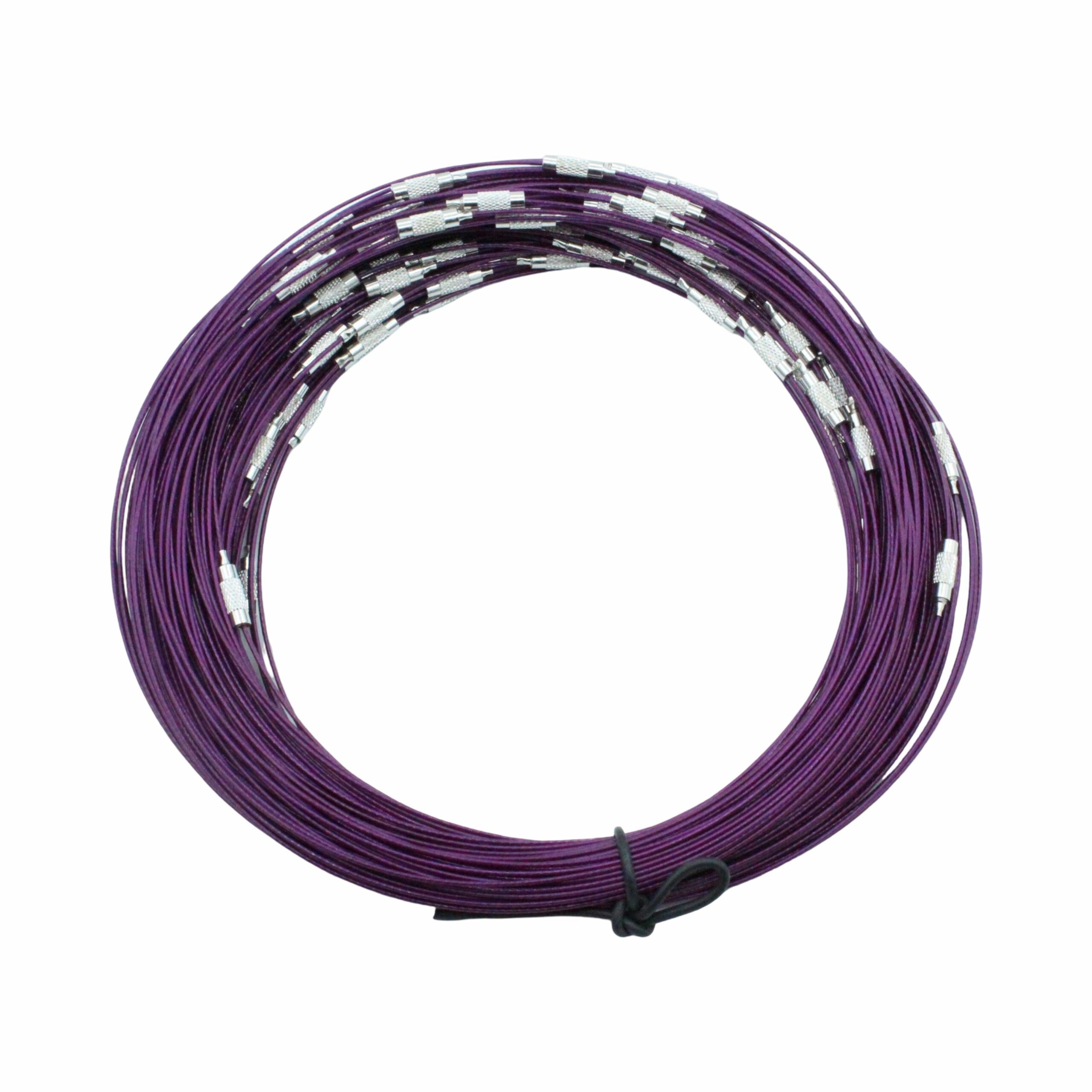 Wire Necklace - Screw Clasp - 14cm - Purple