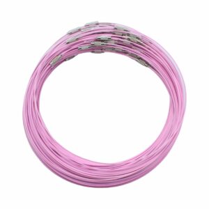 Wire Necklace - Screw Clasp - 14cm - Pink