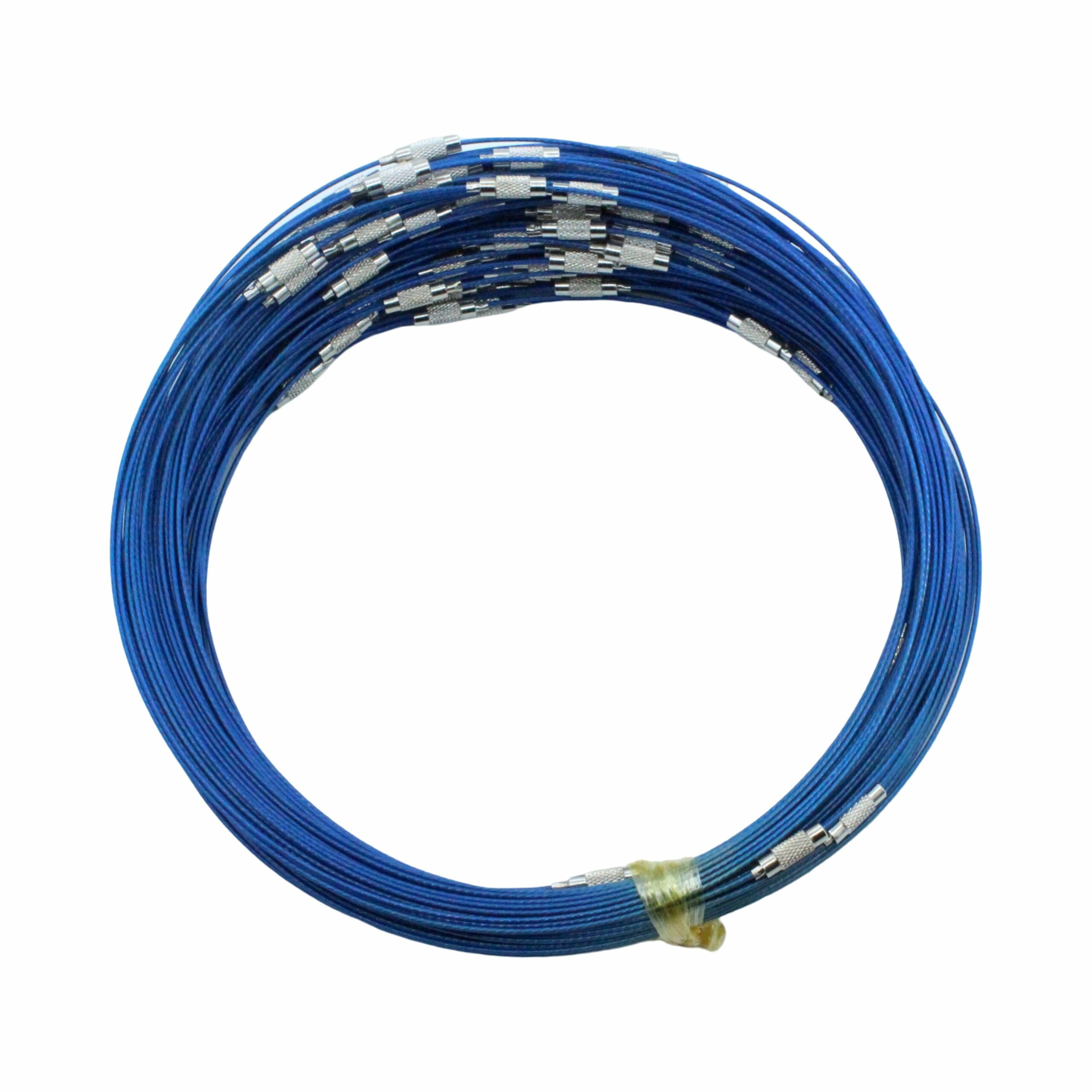 Wire Necklace - Screw Clasp - 14cm - Blue