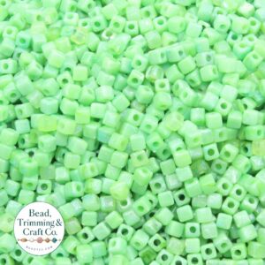 Cube Bead – Marble - 4mm – Green