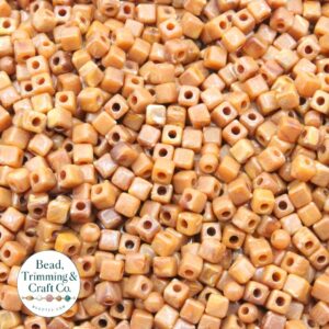Cube Bead – Marble - 4mm – Light Brown