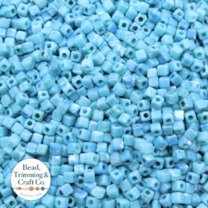 Cube Bead – Marble - 4mm – Light Blue