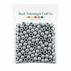 Pony Beads - 9mm - Silver - Metallic - 100 Pieces
