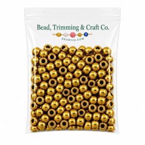 Pony Beads - 9mm - Gold - Metallic - 100 Pieces