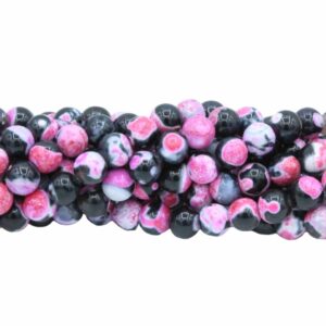 Fire Agate - Round Bead - 8mm – Pink - 37cm strand