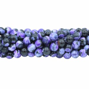 Fire Agate - Round Bead - 8mm – Purple - 37cm strand