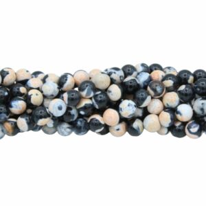 Fire Agate - Round Bead - 8mm – Light Orange - 37cm strand