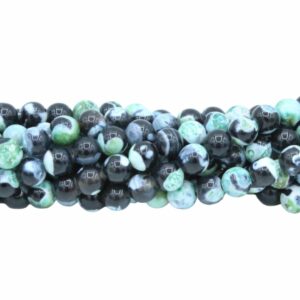 Fire Agate - Round Bead - 8mm – Green - 37cm strand