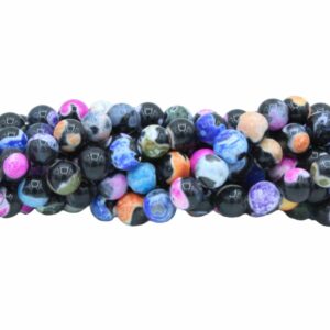 Fire Agate - Round Bead - 8mm – Mix Colour - 37cm strand