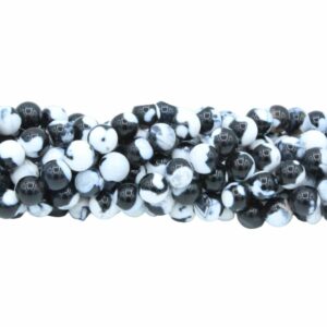 Fire Agate - Round Bead - 8mm – White - 37cm strand