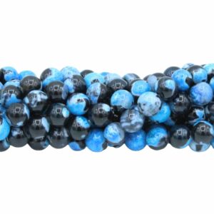 Fire Agate - Round Bead - 8mm – Light Blue - 37cm strand