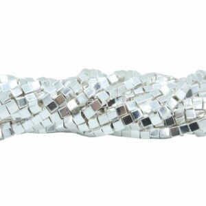 Hematite - Cube Bead - 2mm – Silver - 38cm strand