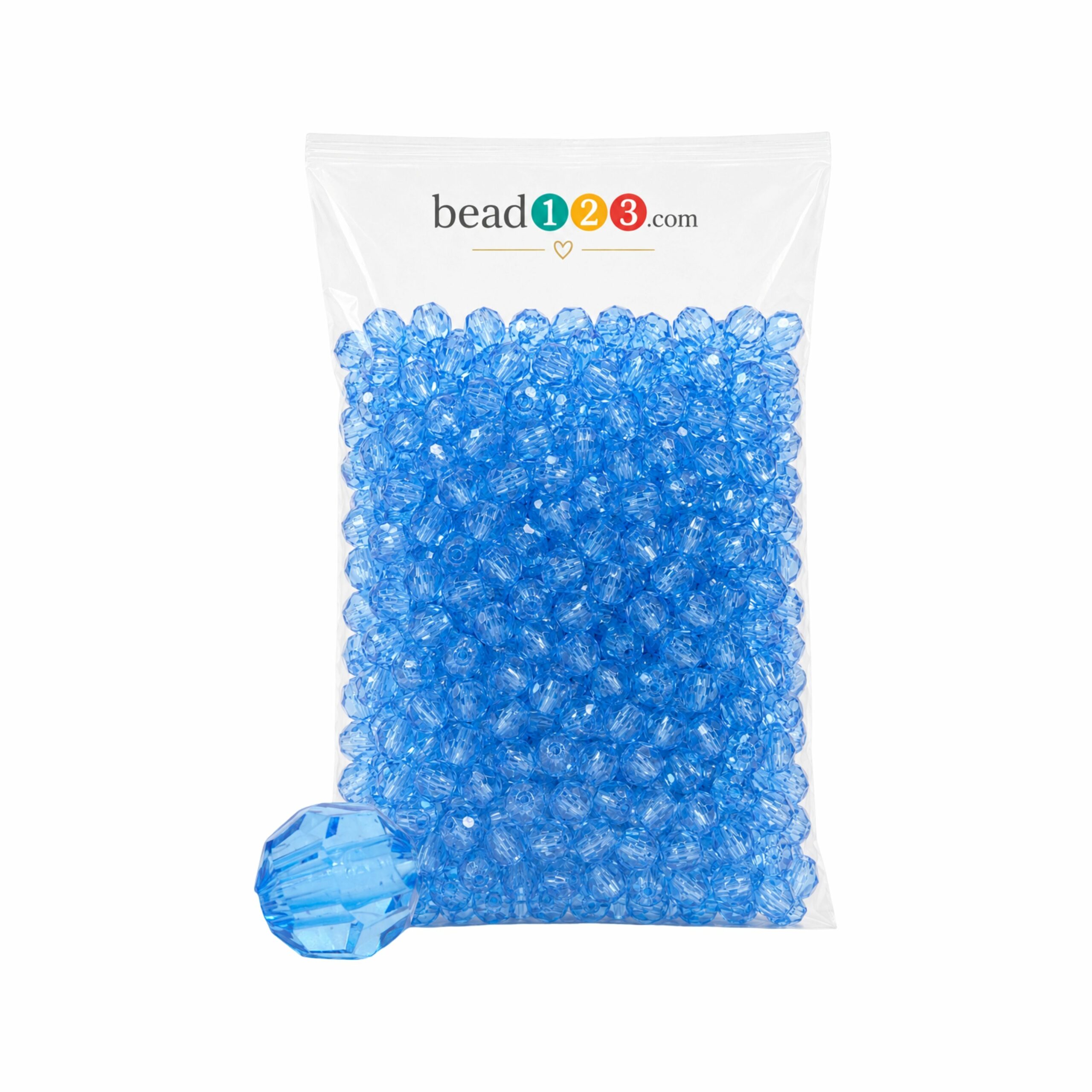 Round Faceted - 10mm - 500 Gram - 1000 Pieces - Light Blue