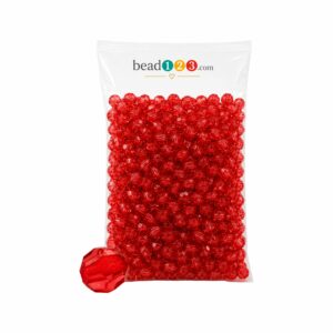 Round Faceted - 10mm - 500 Gram - 1000 Pieces - Light Red