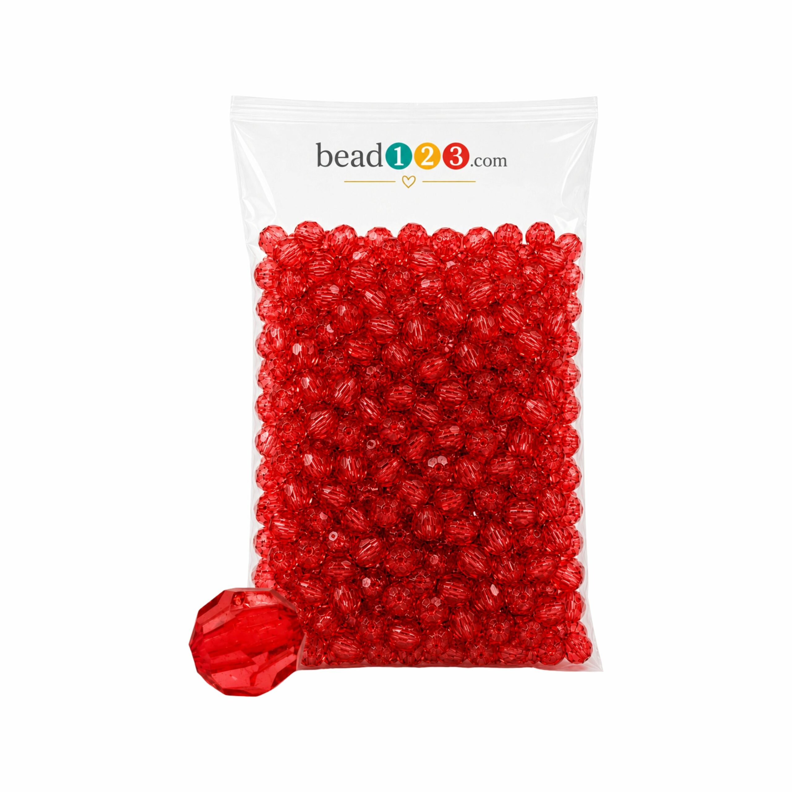 Round Faceted - 10mm - 500 Gram - 1000 Pieces - Light Red