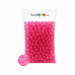 Round Faceted - 10mm - 500 Gram - 1000 Pieces - Pink