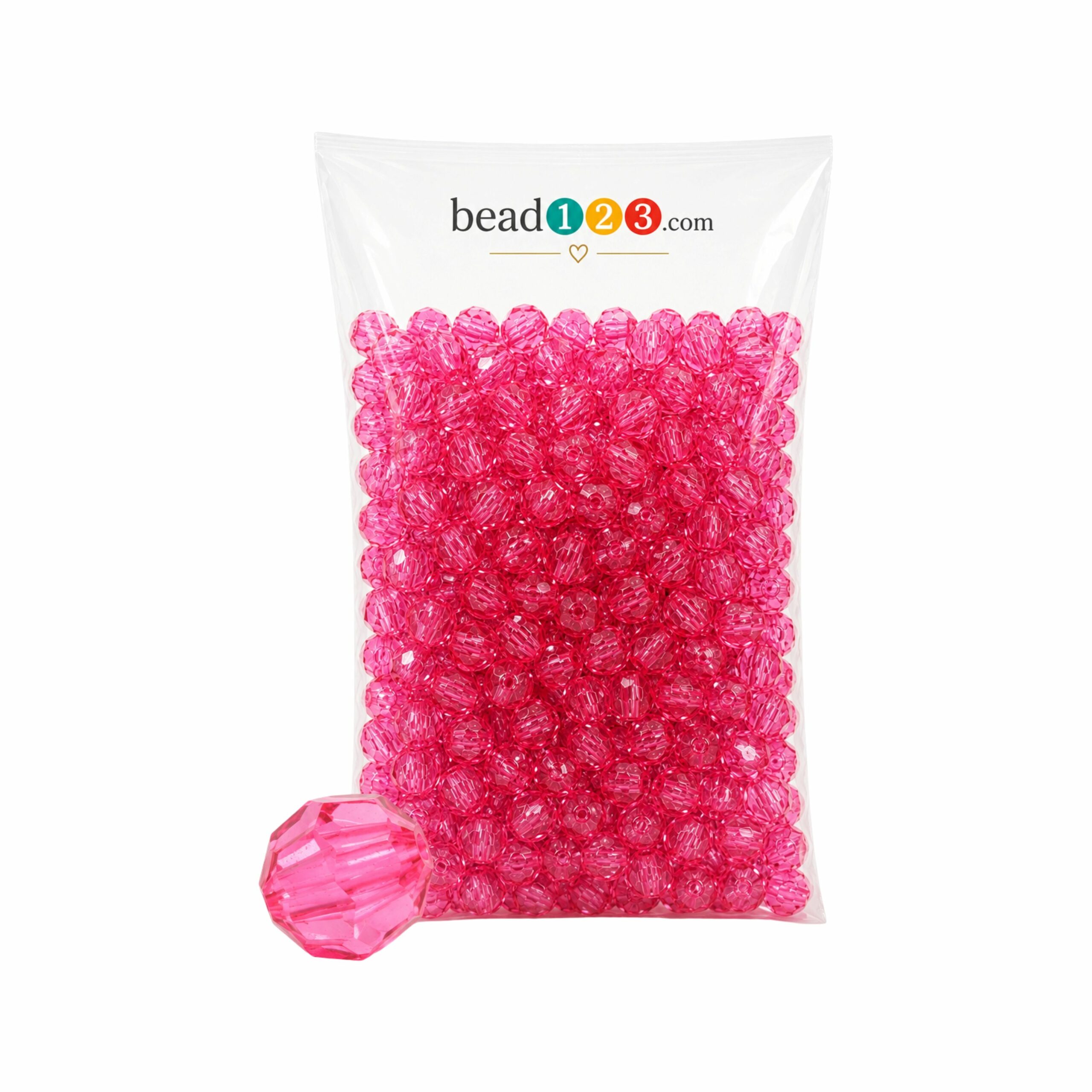 Round Faceted - 10mm - 500 Gram - 1000 Pieces - Pink