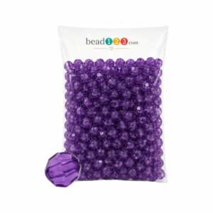 Round Faceted - 10mm - 500 Gram - 1000 Pieces - Purple